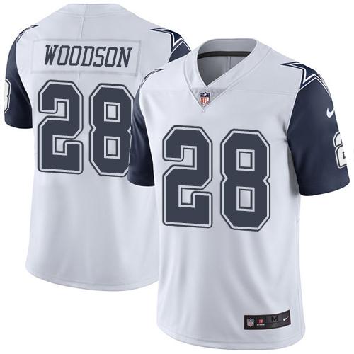 Nike Cowboys #28 Darren Woodson White Men's Stitched NFL Limited Rush Jersey - Click Image to Close